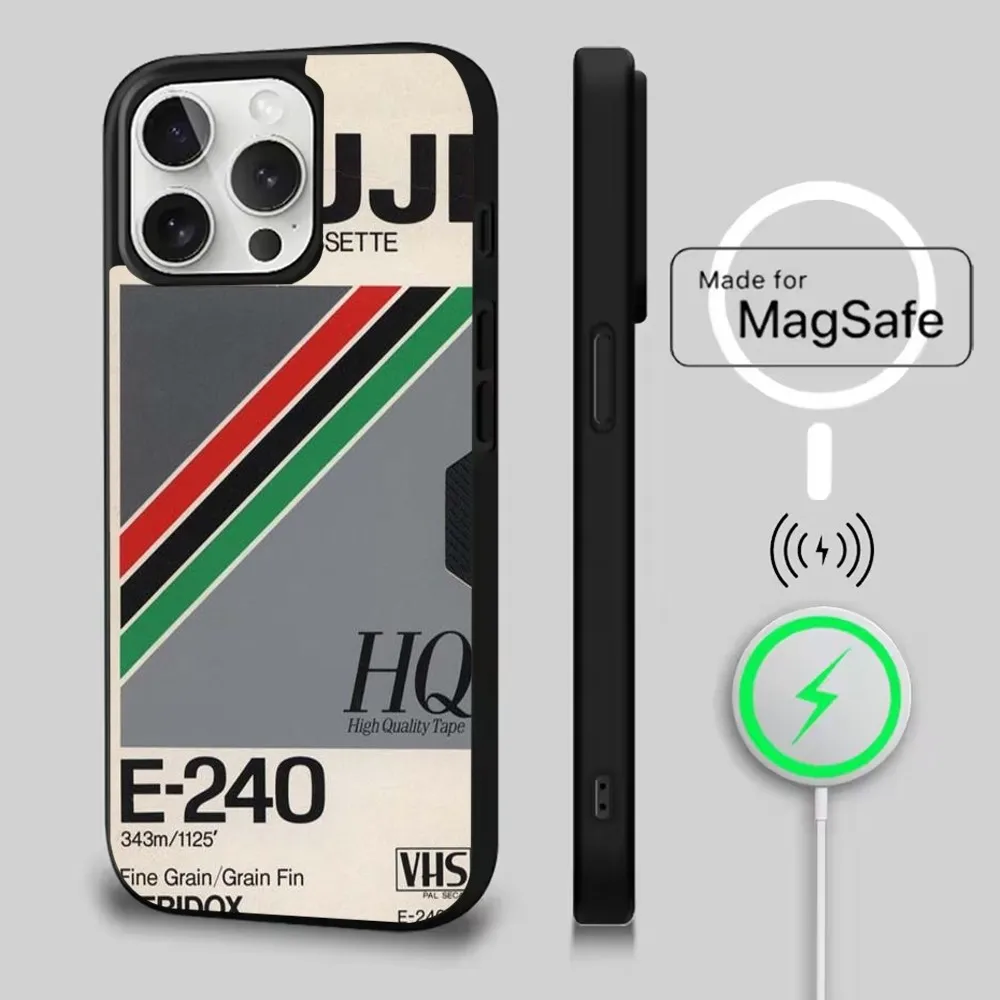حافظة هاتف كلاسيكية بشريط فيديو VHS لهواتف iPhone 16,15,14,13,12,11,Pro,Max,Plus, Mini,Magsafe, حافظة شحن لاسلكية مغناطيسية