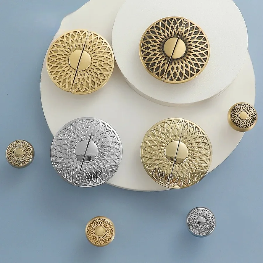 Modern Simple Solid Brass Sunflower Knobs for Furniture Golden Knobs and Handles for Drawers Home Useful Accessories