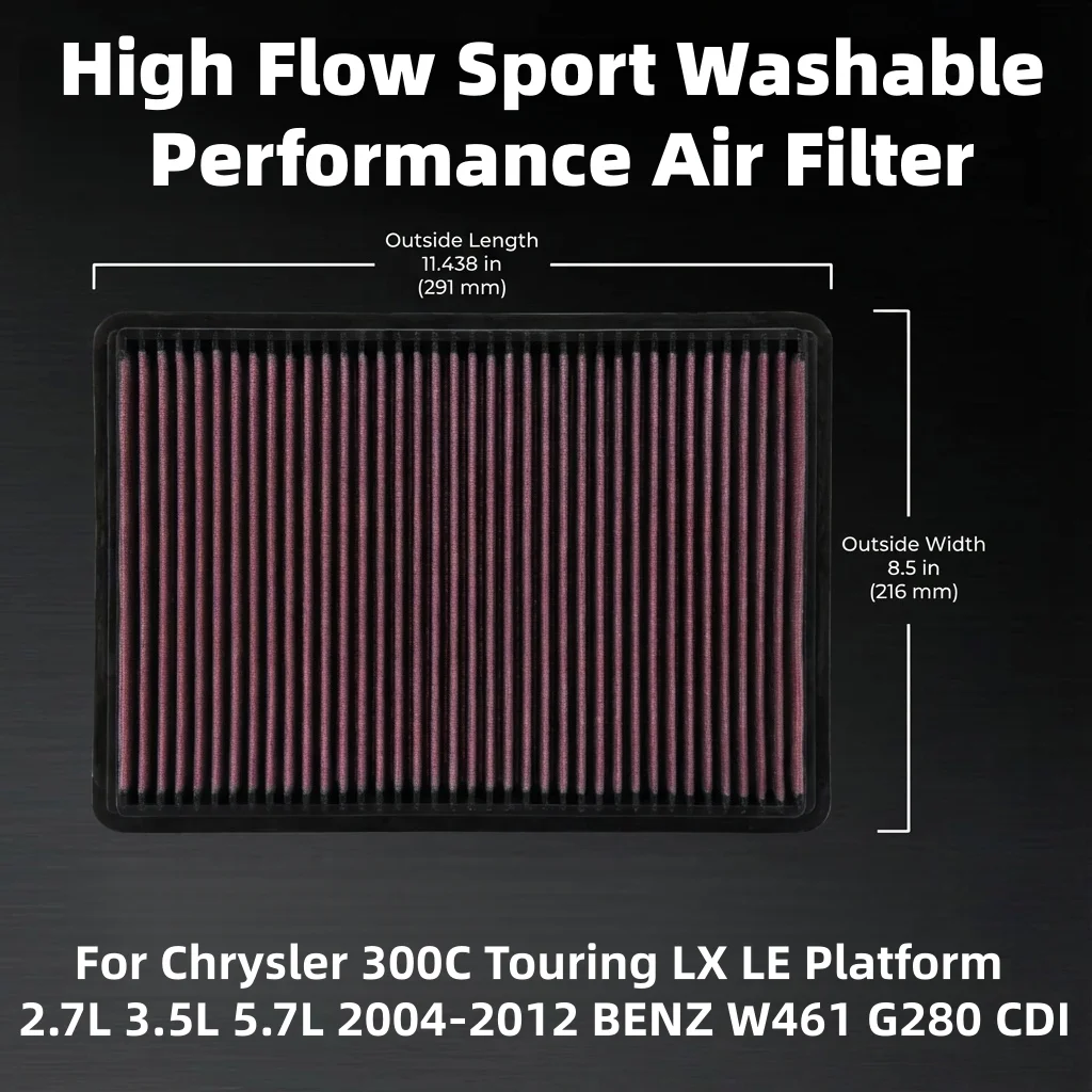 

Спортивный воздушный фильтр с высокой пропускной способностью для Chrysler 300C Touring LX LE Platform 2.7L 3.5L 5.7L 2004-2012, BENZ W461 G280 CDI, 5018777AA