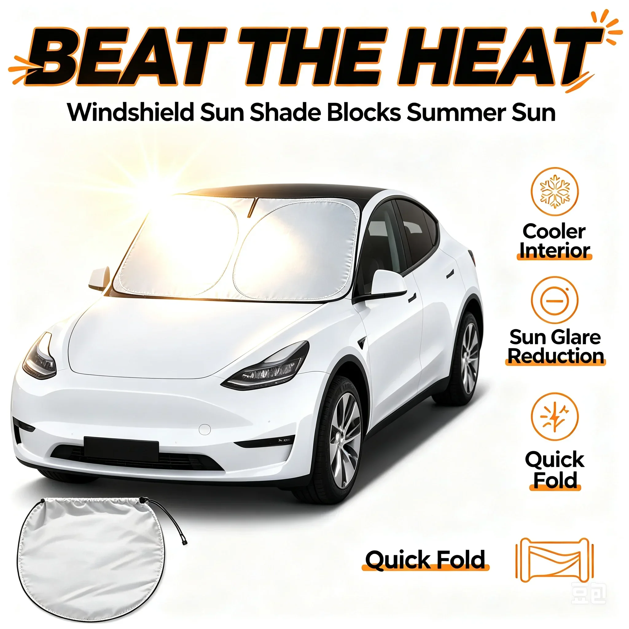 Car Windshield Sun Visor Foldable Sun Shade Cover for Front Window - UV Protection & Interior Cooling! view 2