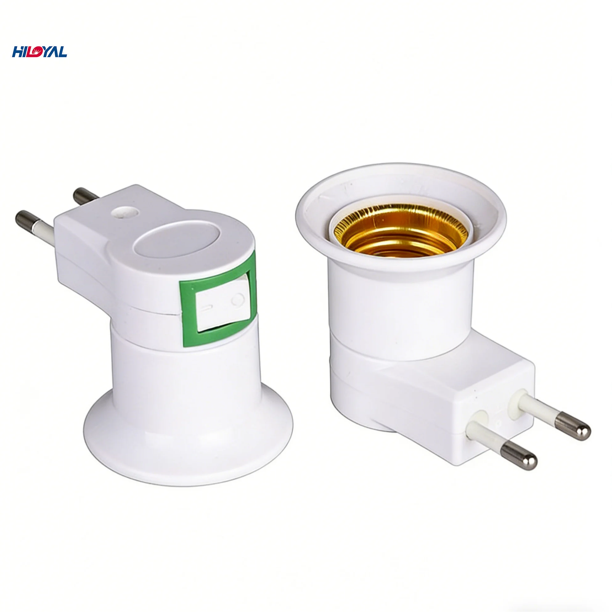 E27 EU Plug Lamp Base Light Bulb Base Socket Adapter Converter 250V 6A White Night Light With Power On Off Control Switch