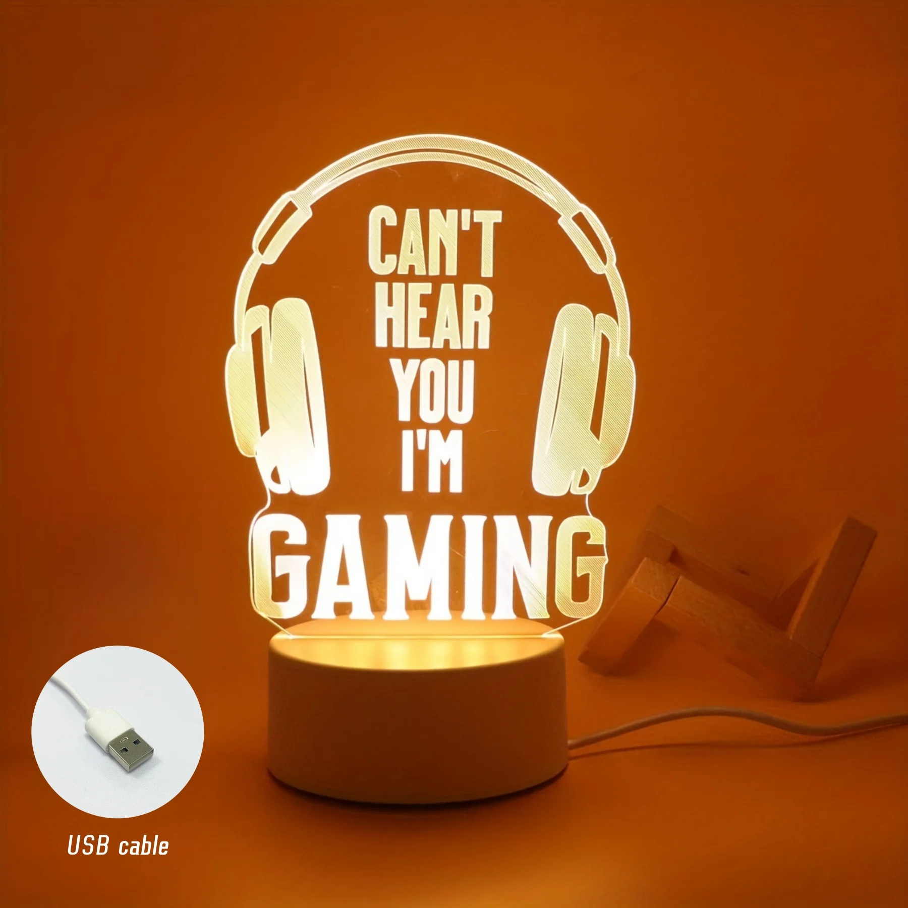 A headphone 3D creative nightlight, game players collection table light, 7 colors or warm light, atmosphere decorative light.