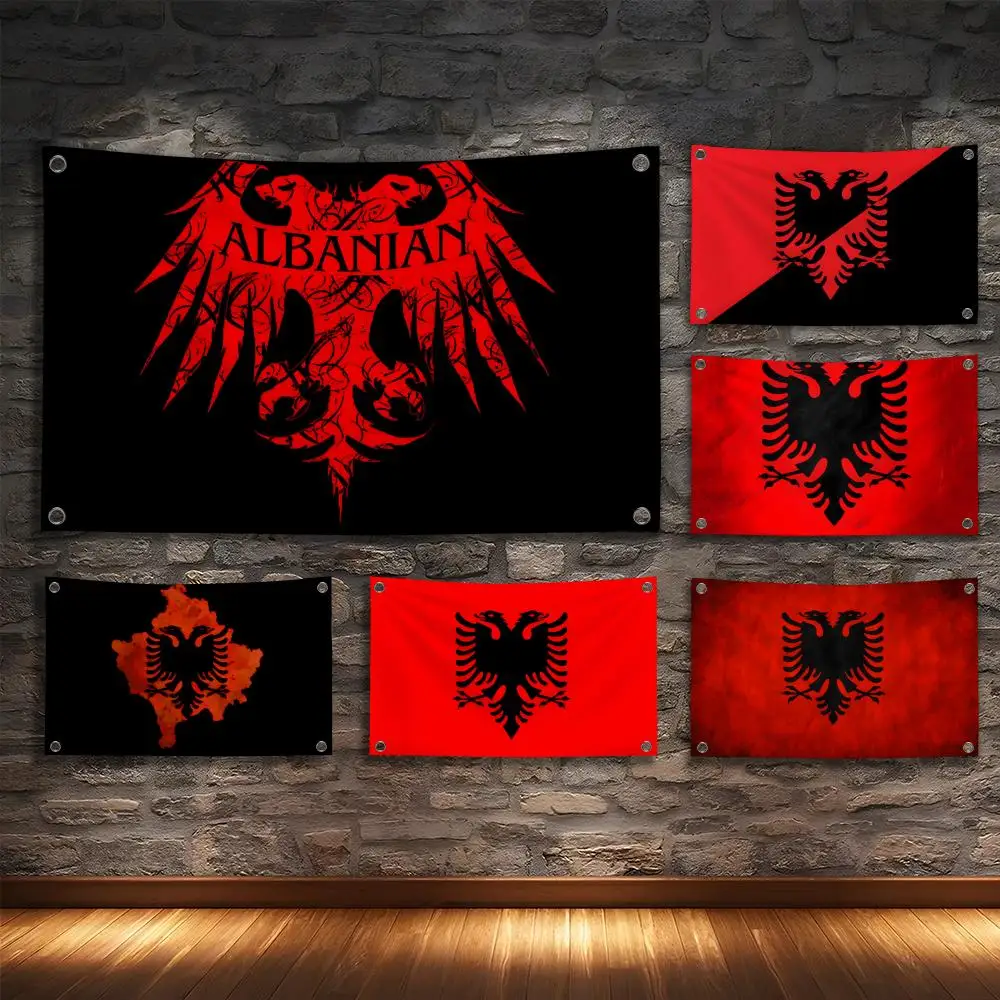 Cool Albania Flag Flags Minimalist Fabric Flag Fade-Resistant Outdoor Garden Banner Hanging Sign for Shop Home Decor