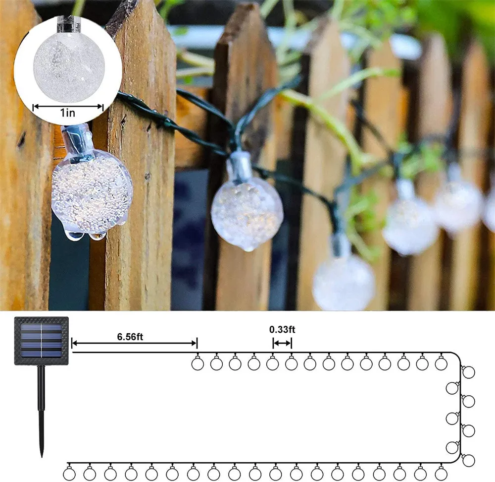 Solar String Lights Outdoor Decoration Solar Fairy Lights Waterproof with 8 Modes Solar Garden Lights Globe Lighting 346