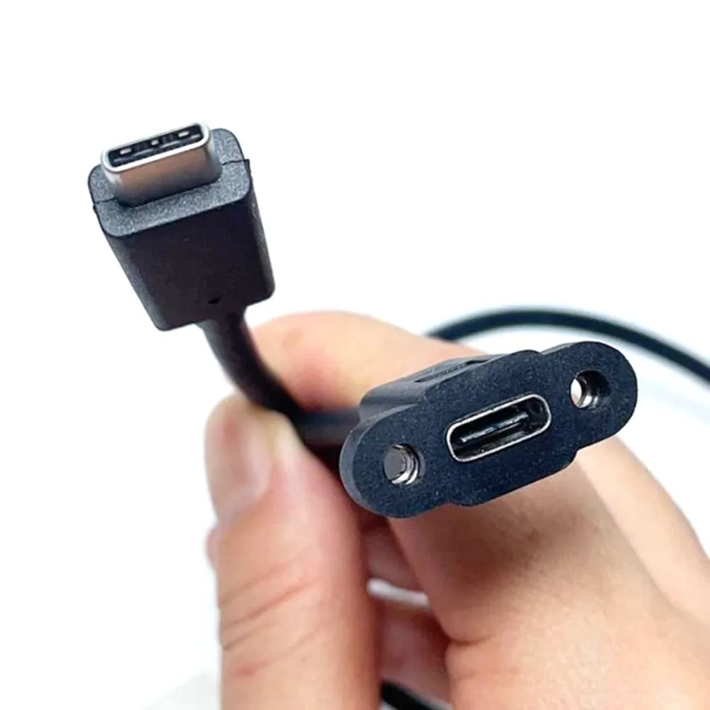 Panel Mount USB3.1 With Screw Hole USB-C Extension Line Lock Connector Cable USB-C Male To Female Cable Type C Extension Cable