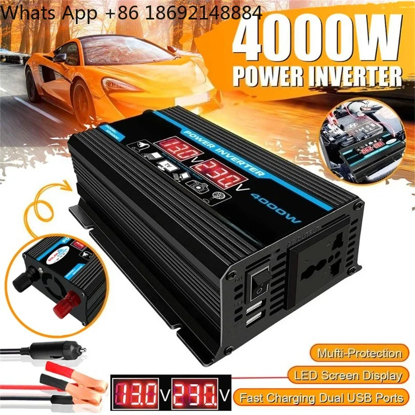 Inverter converter 12V to 220V/110V300W intelligent car inverter, standard 3000W dual USB