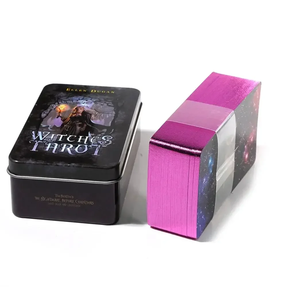 10.3*6cm Witches Tarot In A Tin Metal Box Tarot Deck with PDF Guide Book Divination Fate Cards 78pcs