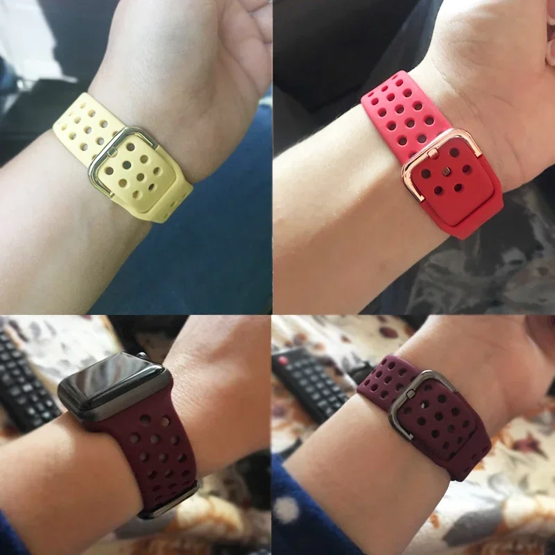 حزام سيليكون لساعة أبل الترا 2 11 10 9 8 7 6 5 4 SE الرياضة تنفس الفرقة iWatch 49 مللي متر 45 مللي متر 44/41/40/42/46 مللي متر Correa