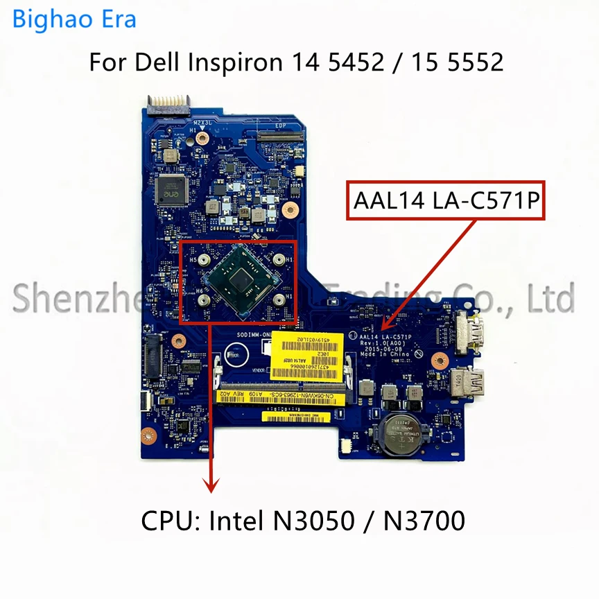 AAL14 LA-C571P For Dell Inspiron 14 5452 15 5552 Laptop Motherboard With N3050 N3700 CPU DDR3L CN-0F77J1 F77J1 06KW6N 100% New