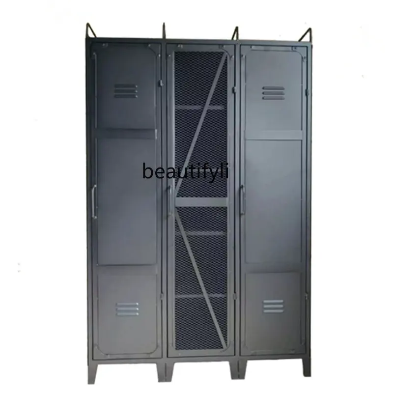 

American Industrial Style Iron Storage Cabinet Clothing Store Display Locker Iron Wardrobe