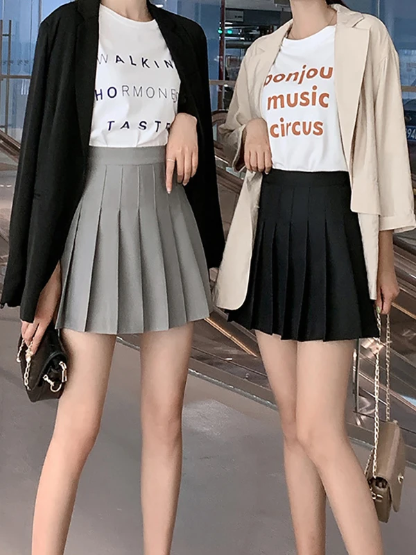 Cintura alta plissada ort saia rua sle jk cintura cinching saia plissada para mulher ci deslocamento casual wear