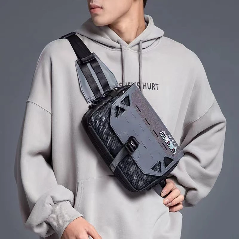 Premium Waterproof Shoulder Bag Black Nylon Cloth Casual Travel Personality Fashion Large Capacity Sling Chest Crossbody Bags