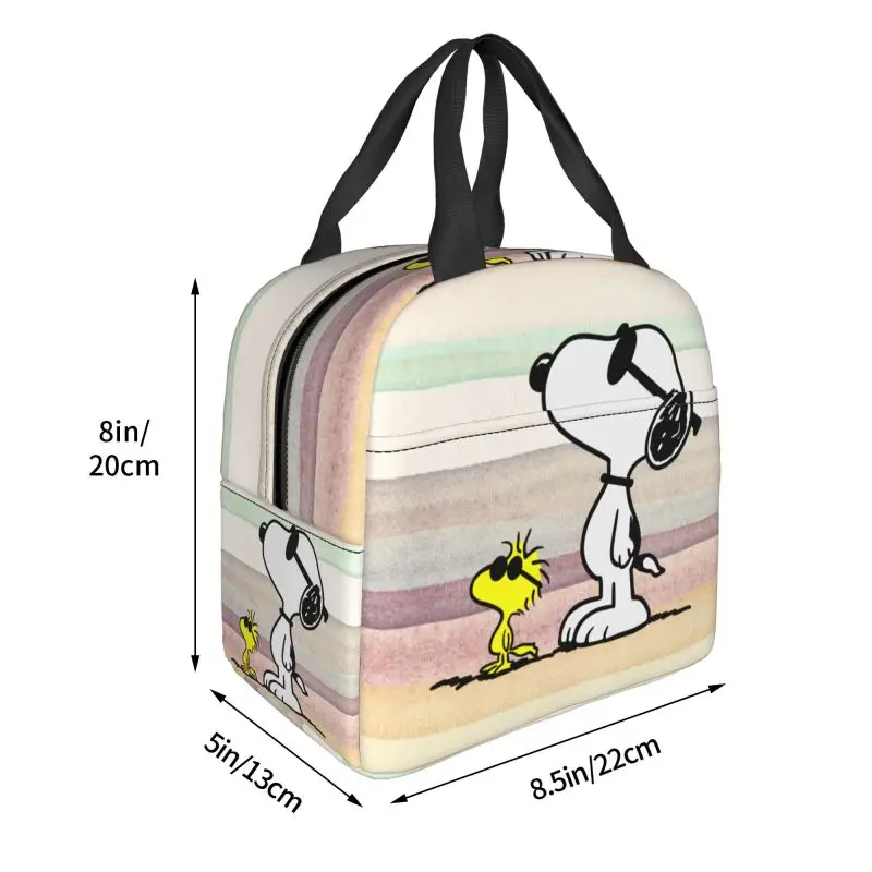 Custom Cute Cartoon Snoopy Lunch Bag Thermal Cooler Insulated Lunch Container Box for Kids School Work Picnic Food Tote Bags