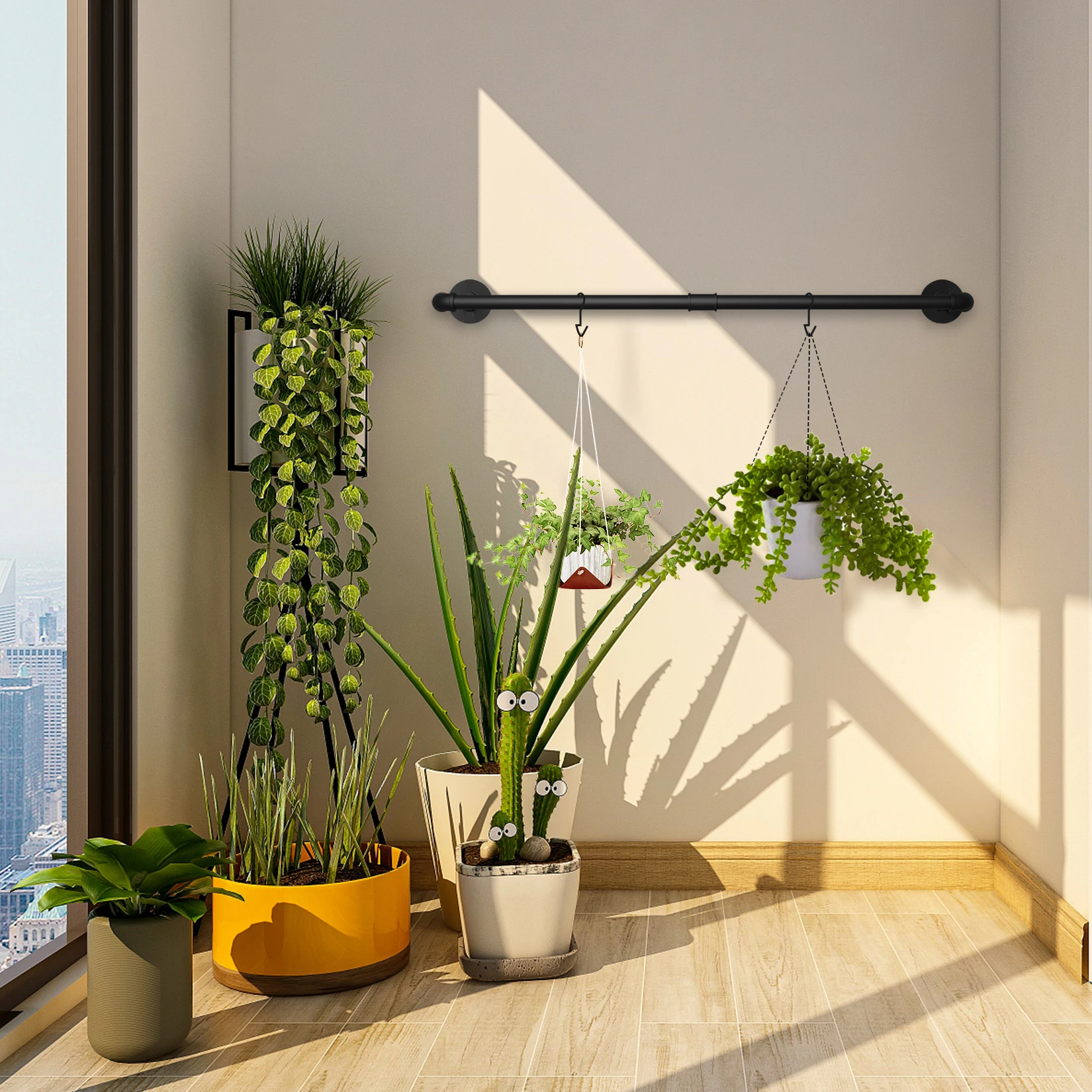 Wall Hanging Clothes Rail Set of 2 Industrial Pipe Metal Coat Hanging Rack Wall Mounted image 4