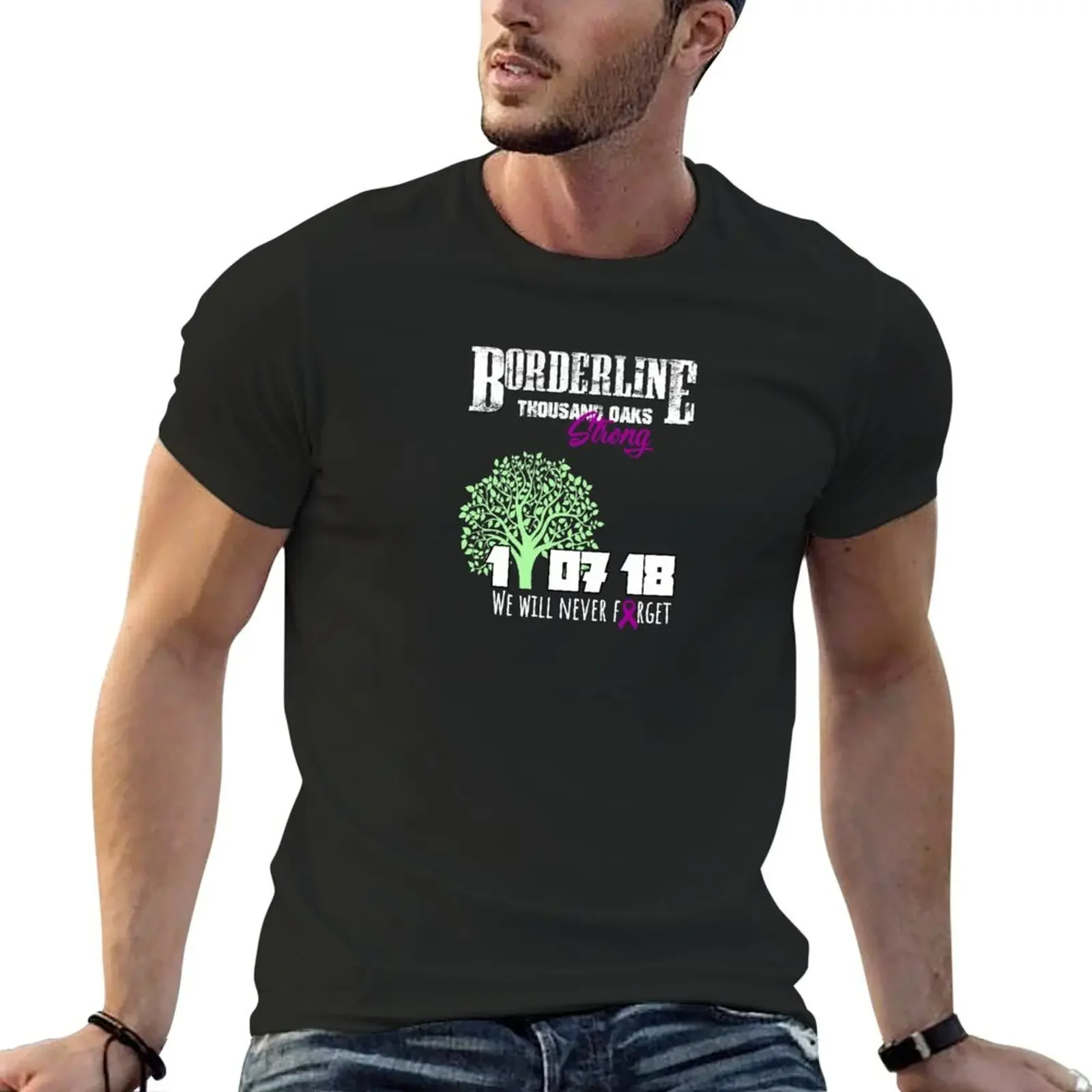 

Borderline Shooting | 11 07 18 | Thousand Oaks Strong | Dark Apparel T-Shirt vintage plain heavyweights mens t shirt