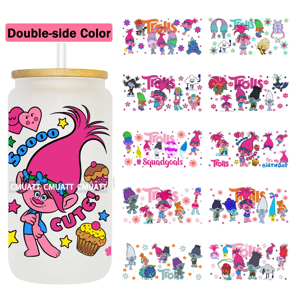 

Double Side Color Elephant Cartoon UV DTF Cup Wrap Customizable Durable Waterproof For 16oz Libbey Glass Selfadhesive Stickers