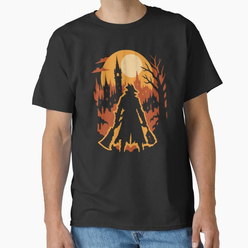 

Borne from Blood Vintage Videogame BloodBorne Gehrman The First Hunter Gift t shirt Large size tops Death metal Graphic clothes