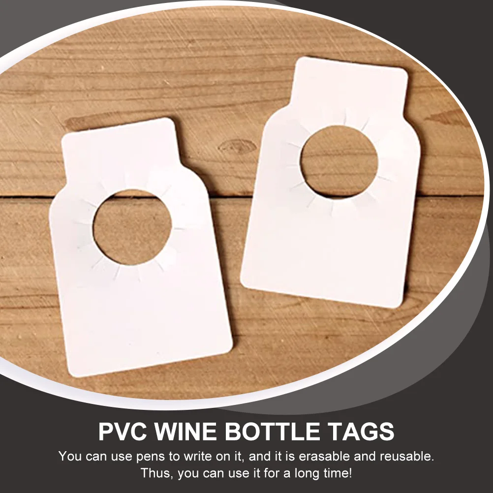 

100pcs Bottle Labels Blank PVC Tags Double Side Reusable Creative Bar Tools Kitchen Bar Accessories Hanging Tags
