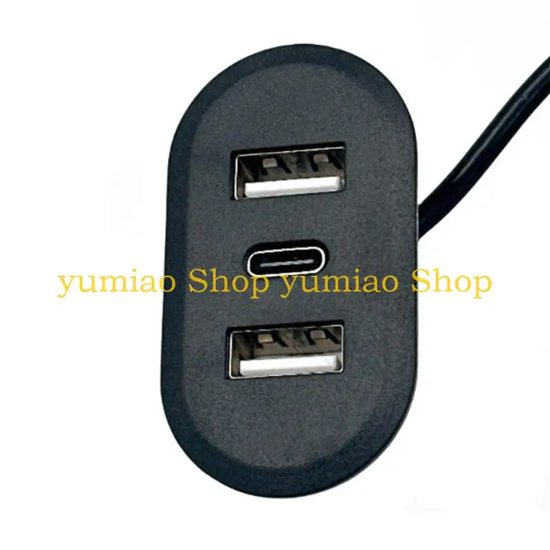 

587B Double USB+ Type C Power Socket Embedded 3 Port USB Desktop Receptacle Charging Power Module Outlet Replacement