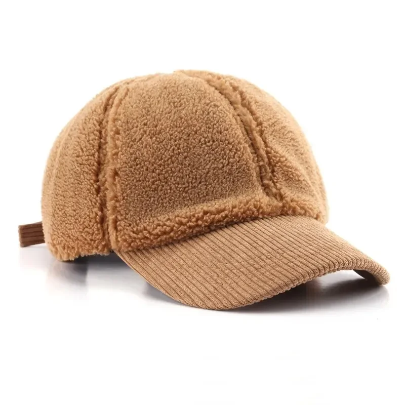 

Fashion Winter Windproof Lamb Wool Baseball Cap for Women Thick Pink Brown Women Hats Solid Color Streetwear Trucker Hat Gorras