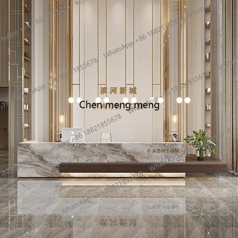 

New arrive Luxury Beauty Reception Desks Modern Shelves Restaurant Company Desks Unique Hotel Display Comptoire Accueil Trendy F