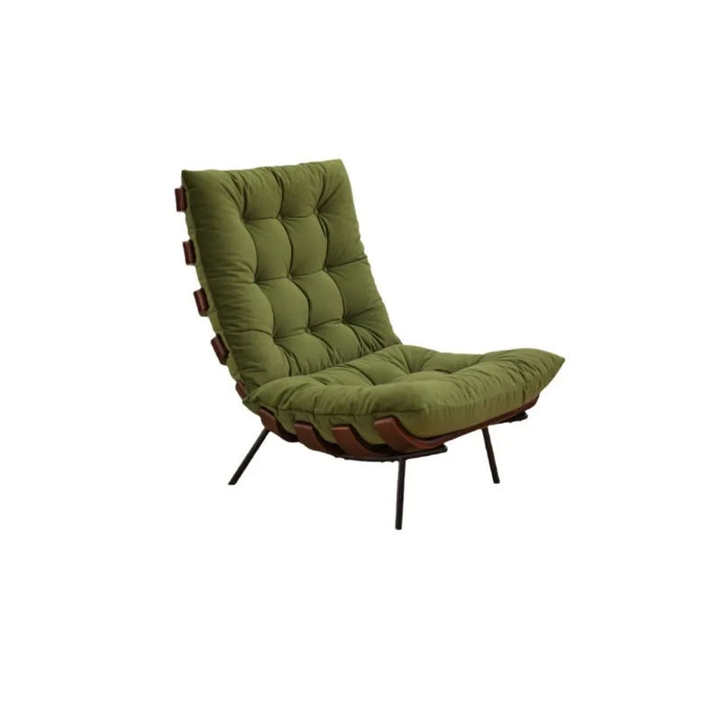 

Retro Italian wabi-sabi leisure chair, solid wood minimalist backrest single chair, living room balcony office single sofa
