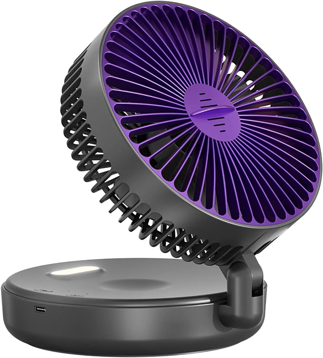 3000mAh Foldable Glow-in-the-Dark Fan Wall Mount Portable Quiet High-Speed Air Circulation Fan for Students Office Desk Fan
