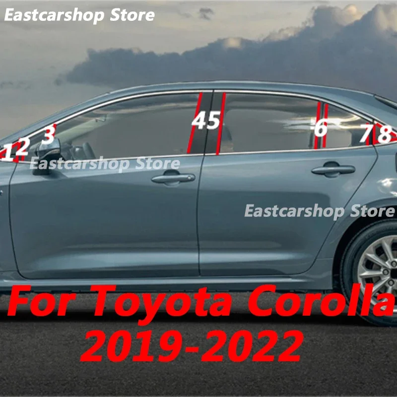 

For Toyota Corolla 2019 2020 2021 2022 Car Glossy Black Middle Window B C Center Pillar Sticker Central Frame Strip Accessories