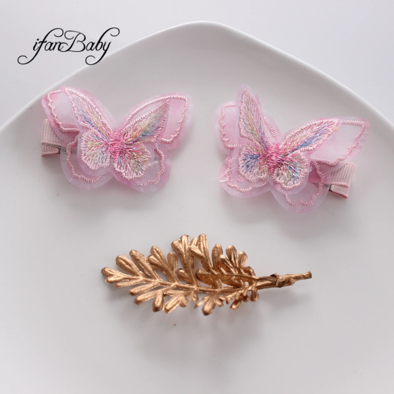 Fashion Kids Girl Flower Hair Clip Embroidered Water-soluble Lace Butterfly Hairgrip