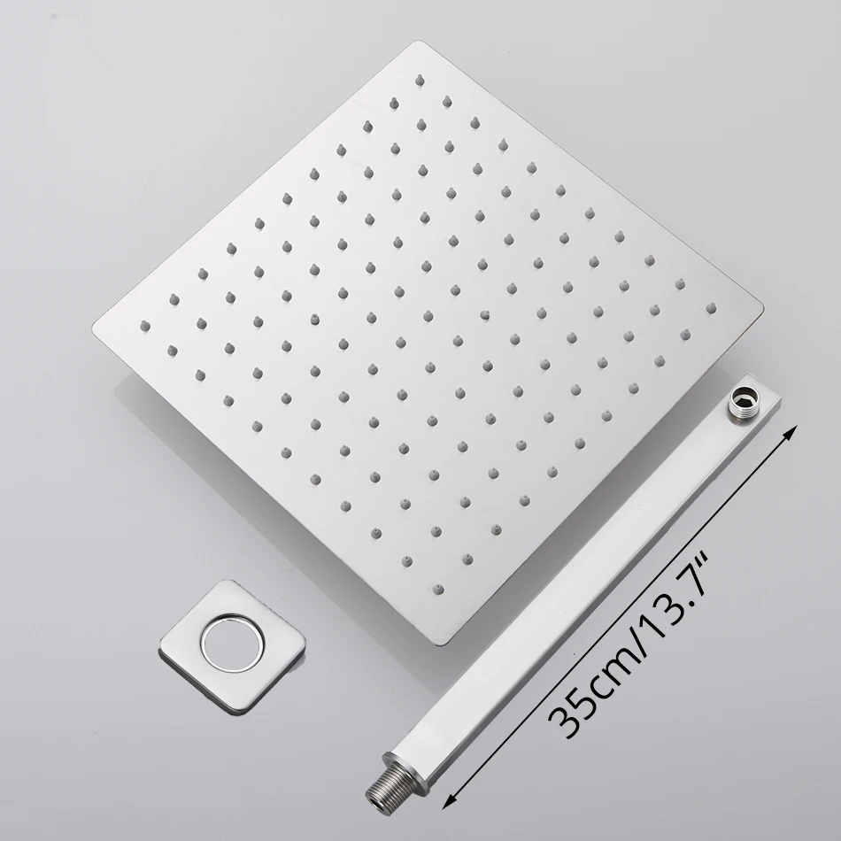 Rainfall Shower Head 8"/10"/12" Square Bathroom Ultrathin Rain Top Shower Head with Shower Arm Faucet Accessories Wall Mounted