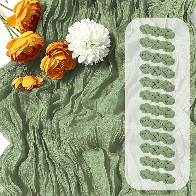 

6 Pack Green Table Runner Wedding Banquet Boho Wedding Baby Bridal Shower Decor Table Runner Holiday Banquet Luxury Tablecloth