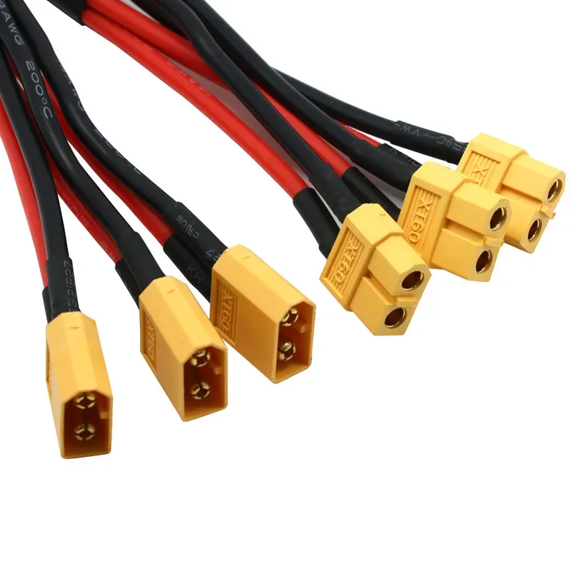 Kabel silikon XT60 konektor baterai paralel kabel laki-laki/perempuan ekstensi ganda Y splitter/baterai RC motor dengan 3 cara 14AWG