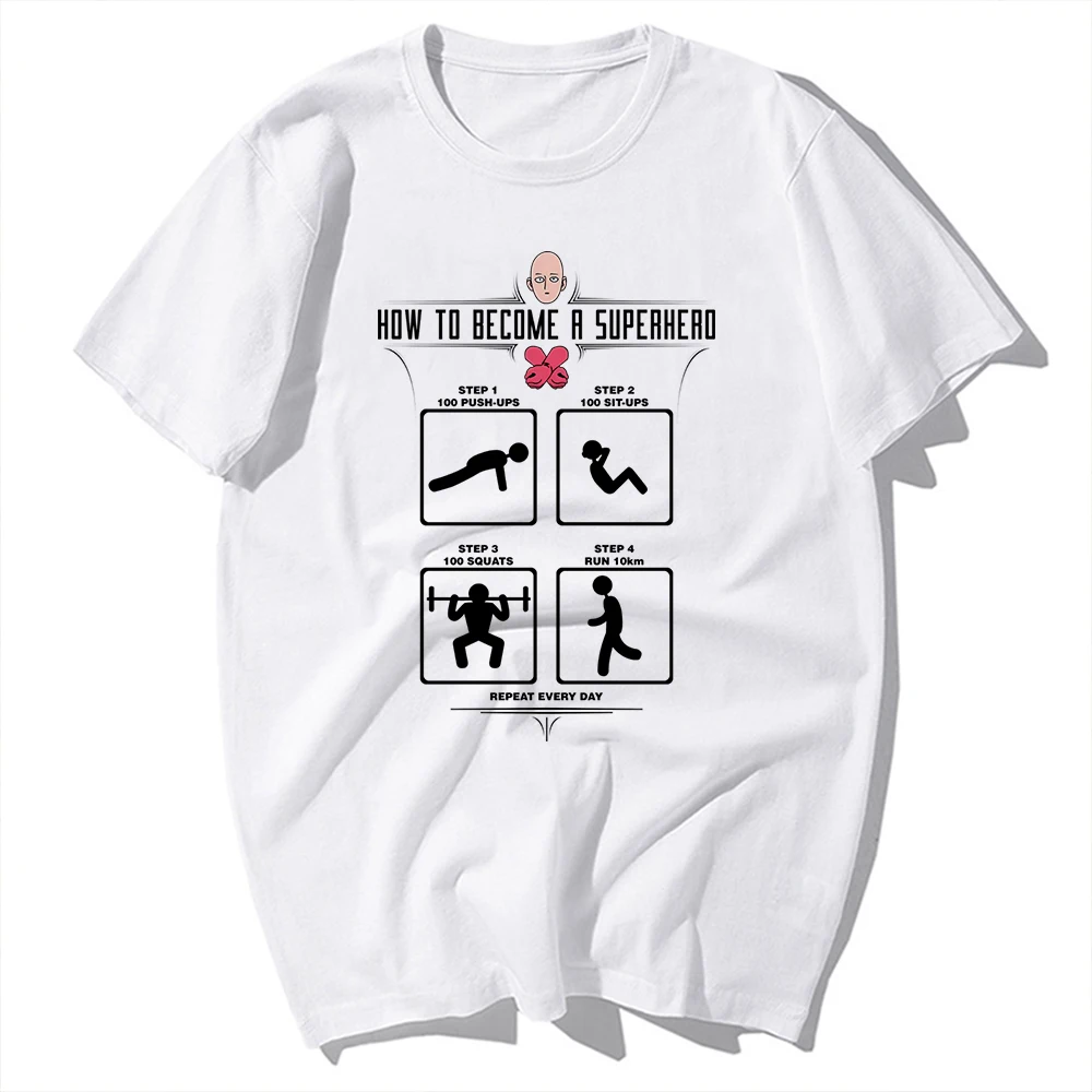 Training to Be Hero, One Punch Saitama, Funny Anime TShirt, Men Casual Short Tee, Unisex Streetwear T Shirt, No-Sticker Print