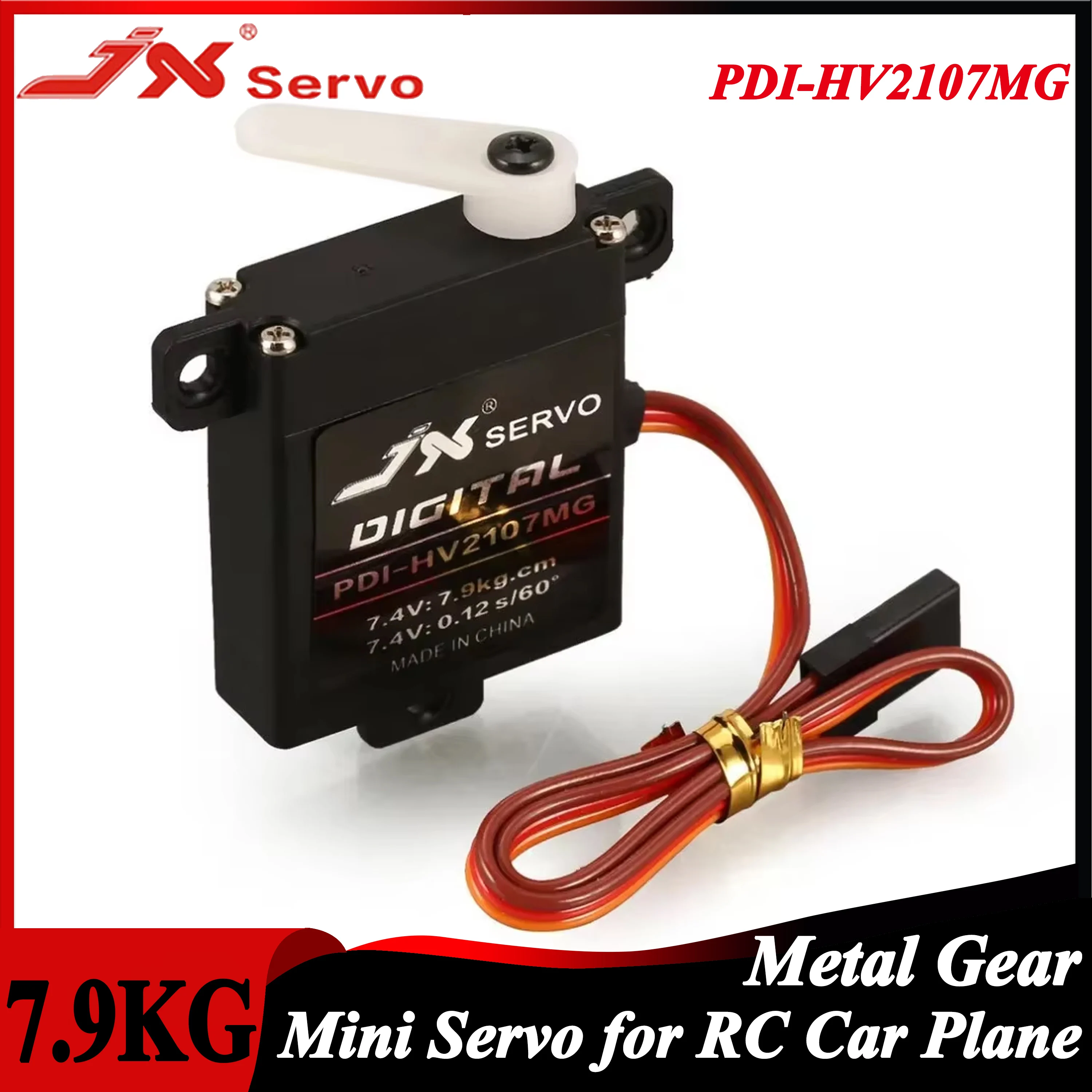 

JX PDI-HV2107MG 7.9KG Steering Standard Metal Gear Mini Servo Core Motor 6~7.4 V for RC Car Fixed-wing Airplane Toy Model Part