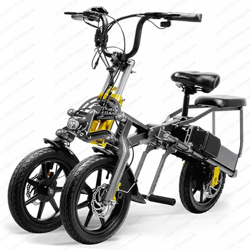 

New Design Folding 14 Inch Dual Battery Ebike 500w Adult Three Wheel Electric Tricycle