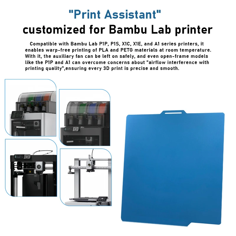 

Двусторонняя гладкая текстурированная пружинная стальная пластина PEI 257x257 мм для Bambu Lab P1P P1S A1 X1 X1C X1E (охлаждающая пластина)