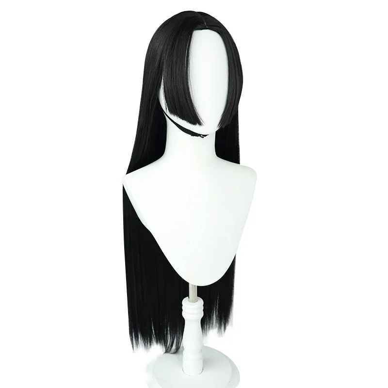 Anime Empress Silicone Scalp Wig - Jet Black Straight Hair with Middle Part | Heat-Resistant Fiber for Cosplay