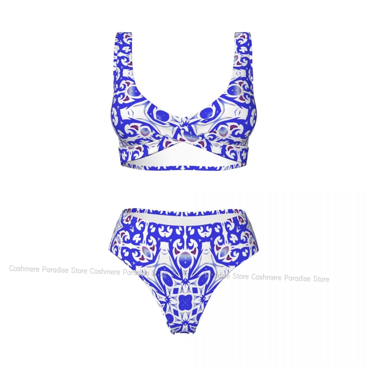 

The Push-Up Bikini Women Sexy Separate Swimsuit Blue And White Pattern Two-piece Beachwear