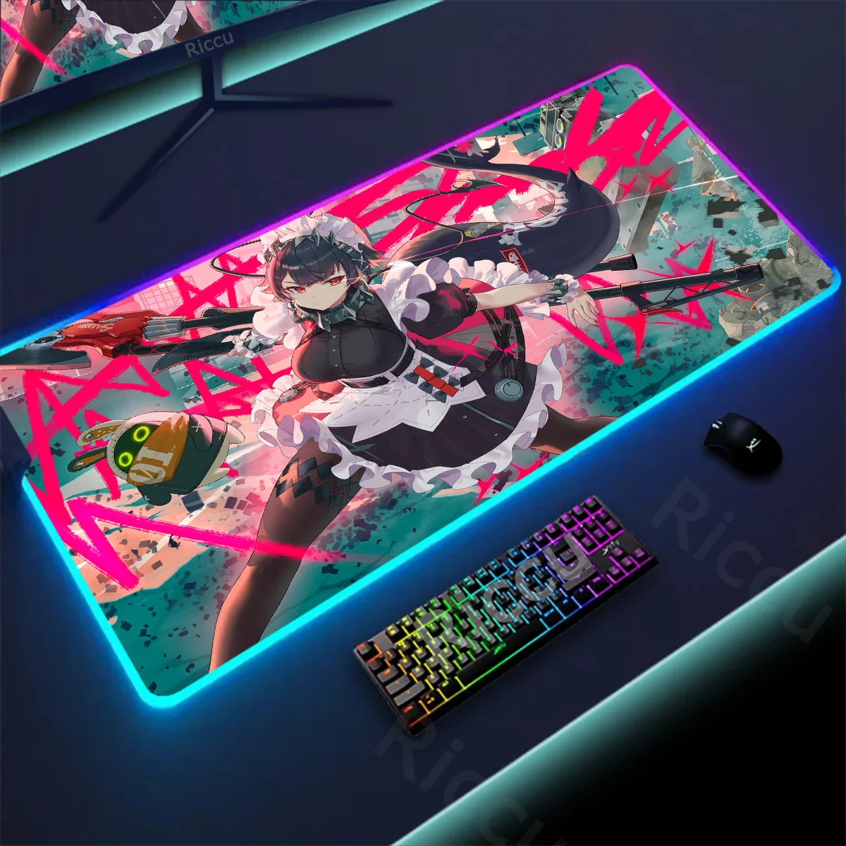 

RGB Mouse Pad Zenless Zone Zero Ellen Joe HD Print Backlight Keyboard Pad XXL Computer Desktop Accessories Big Size LED Mousepad