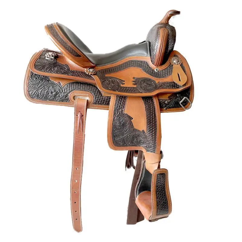 

Saddle Saddle Equestrian Supplies Cowhide Carving Riding Equipment Full Set of Harnesses Western Pommel Horse Anpi