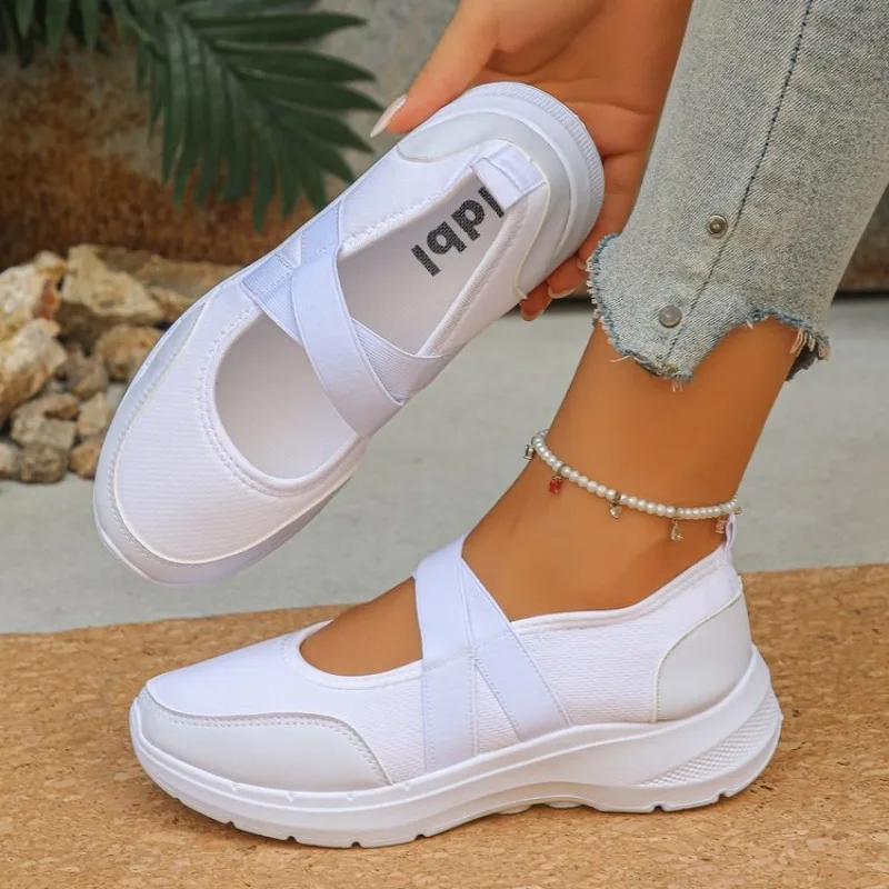 Atmungsaktive Flache Schuhe für Damen, Frühling/Sommer, Übergröße 43, Slip-On-Plateau-Sneaker, bequeme, weiche, rutschfeste Freizeitschuhe für Frauen – Detail 13