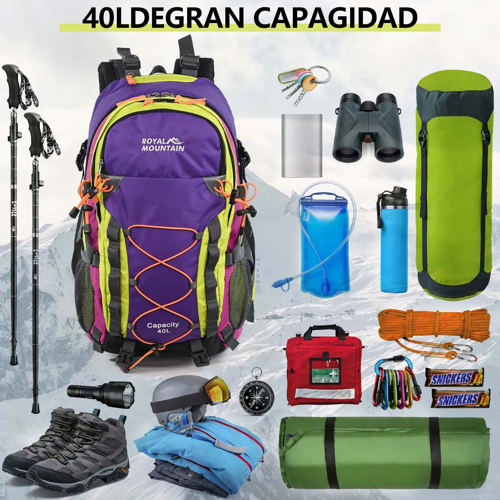 30L Wander- und Outdoor-Rucksack mit Regenschutz, wasserabweisendem Stoff, mehreren Fächern, geeignet für alle Geschlechter und jede Umgebung – Detail 4