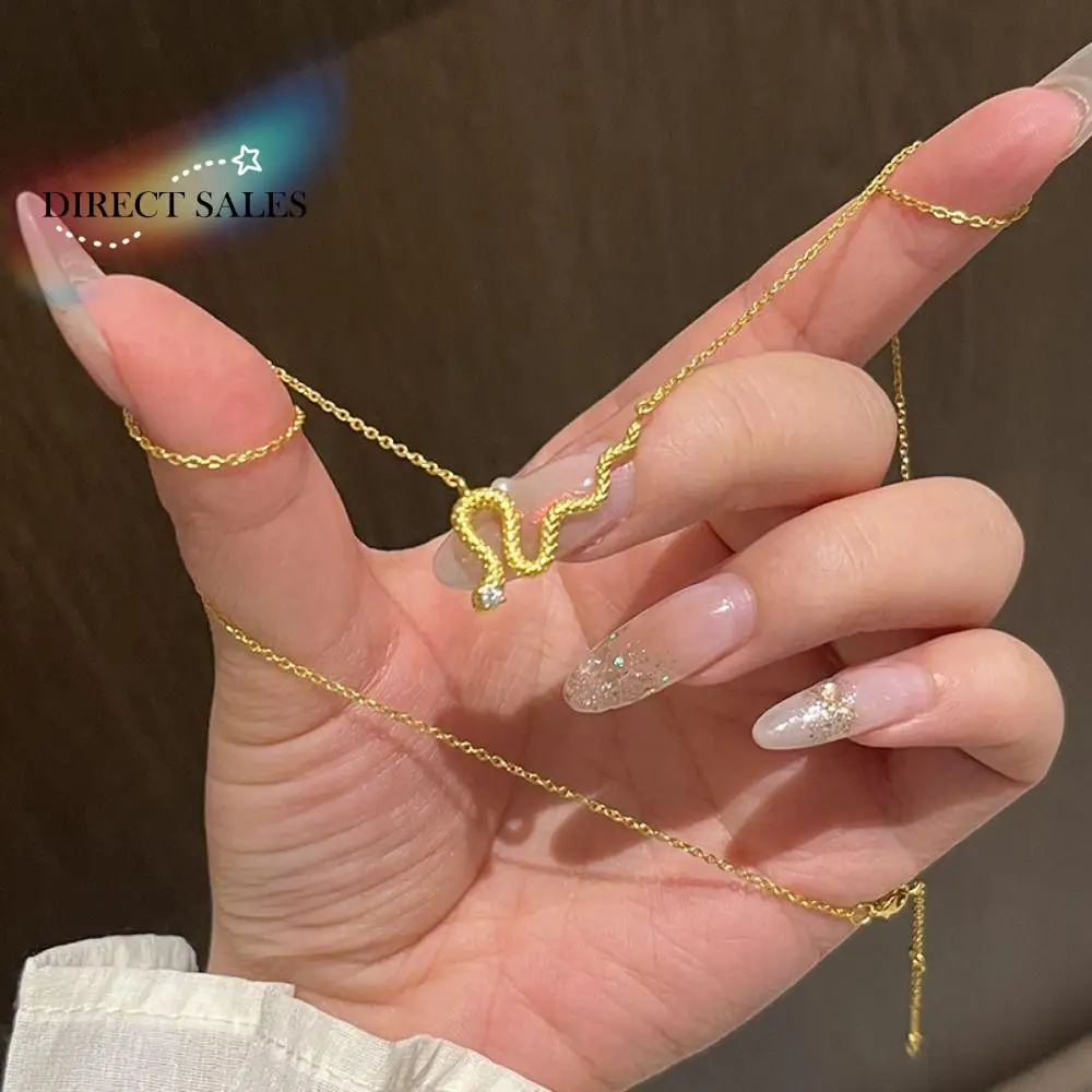 뱀 초커 뱀 목걸이 망치 패턴 금속 목걸이 트위스트 뱀 목걸이 골드 컬러 패션 사문석 쇄골 체인