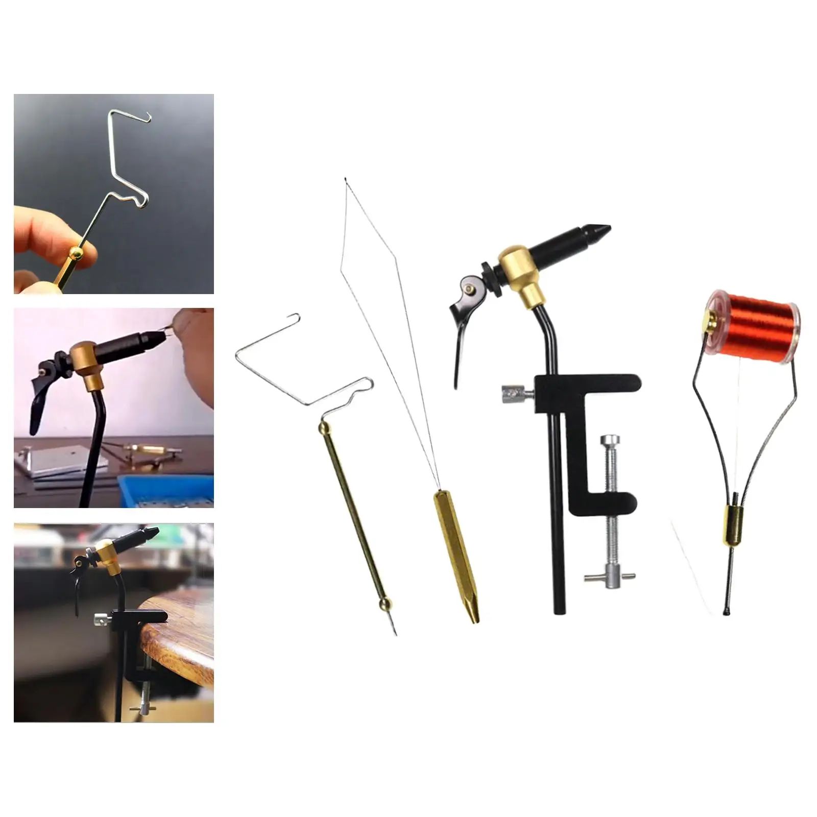 Fly Tying Tool Kit Including Fly Tying Tool Bobbin Thread Holder Finisher Threader Fly Lure DIY Fishing Tools Set, 4Pcs