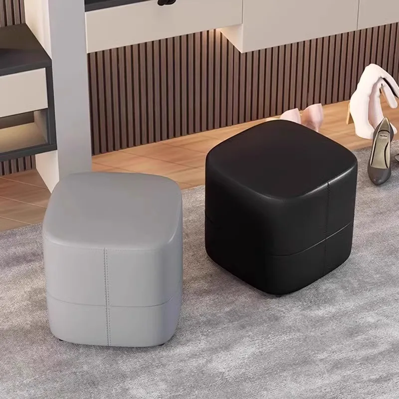 Luxury Soft Cushioned Wooden Stool Sofa Footrest Shoe Changing Bench Entryway Shoe Changing Stool