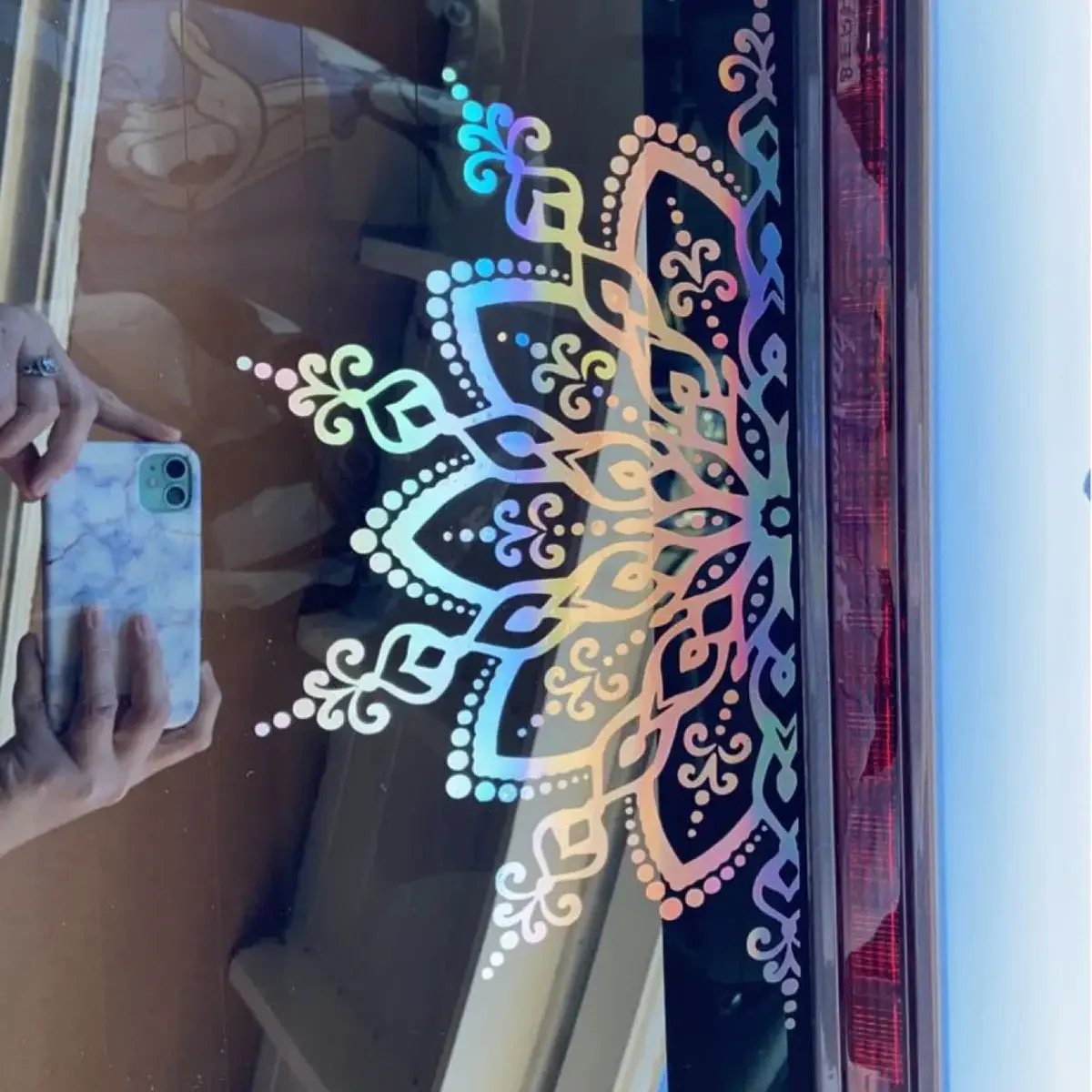Holographic Half Mandala Car Sticker Decal Windshield Decorative Craft Vinyl Waterproof Decoration Accessories view 3