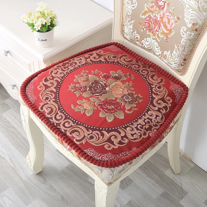 European Style Dining Chair Cushion Thickened Anti Slip Chair Cushion Jacquard Embroidered Dining Chair Cushion Horseshoe Shape