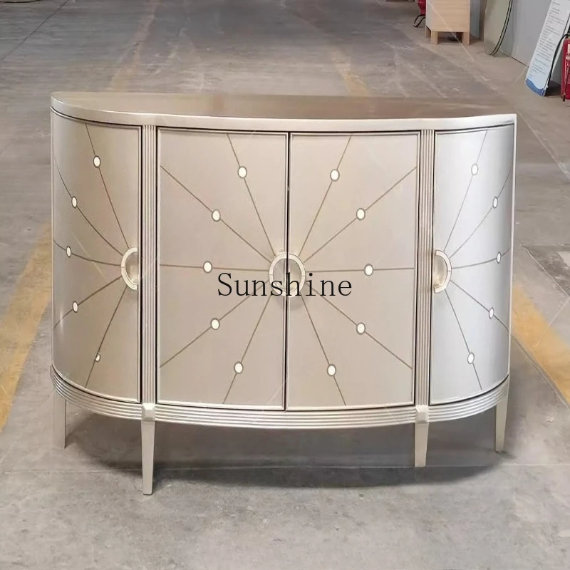 

champagne semi-round dining side light luxury, facing the door, entering the house against the wall, storage side cabinet