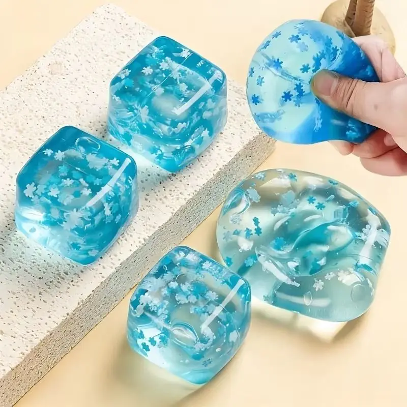 ==Squishy Snowflake Ice Cubes Slow Rising Sensory Fidget Toy Soft Ice Cubes Stress Relief Squeeze Toy Hand Exercise Calming Tool