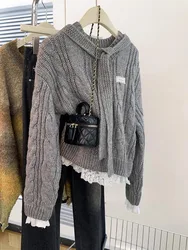 Women's Knitted Pullover Design Sense Niche Sweater Autumn Winter Fashion Loose Long Sleeve Sweater Casual Versatile Top